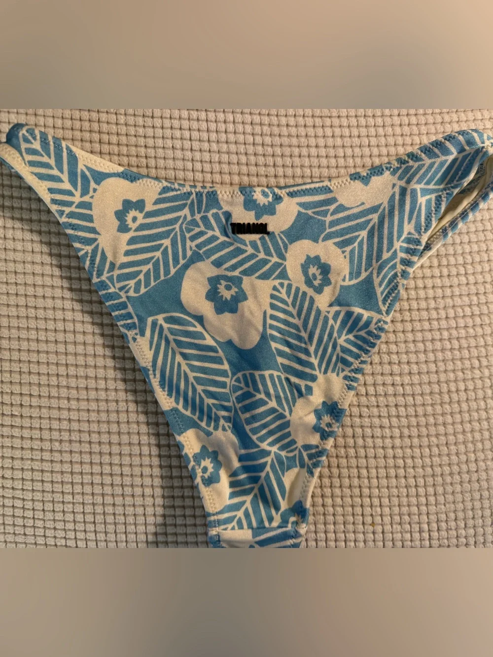 triangl swimwear Blue & White Floral Bikini Set - Scoop Top & High-Cut Bottoms